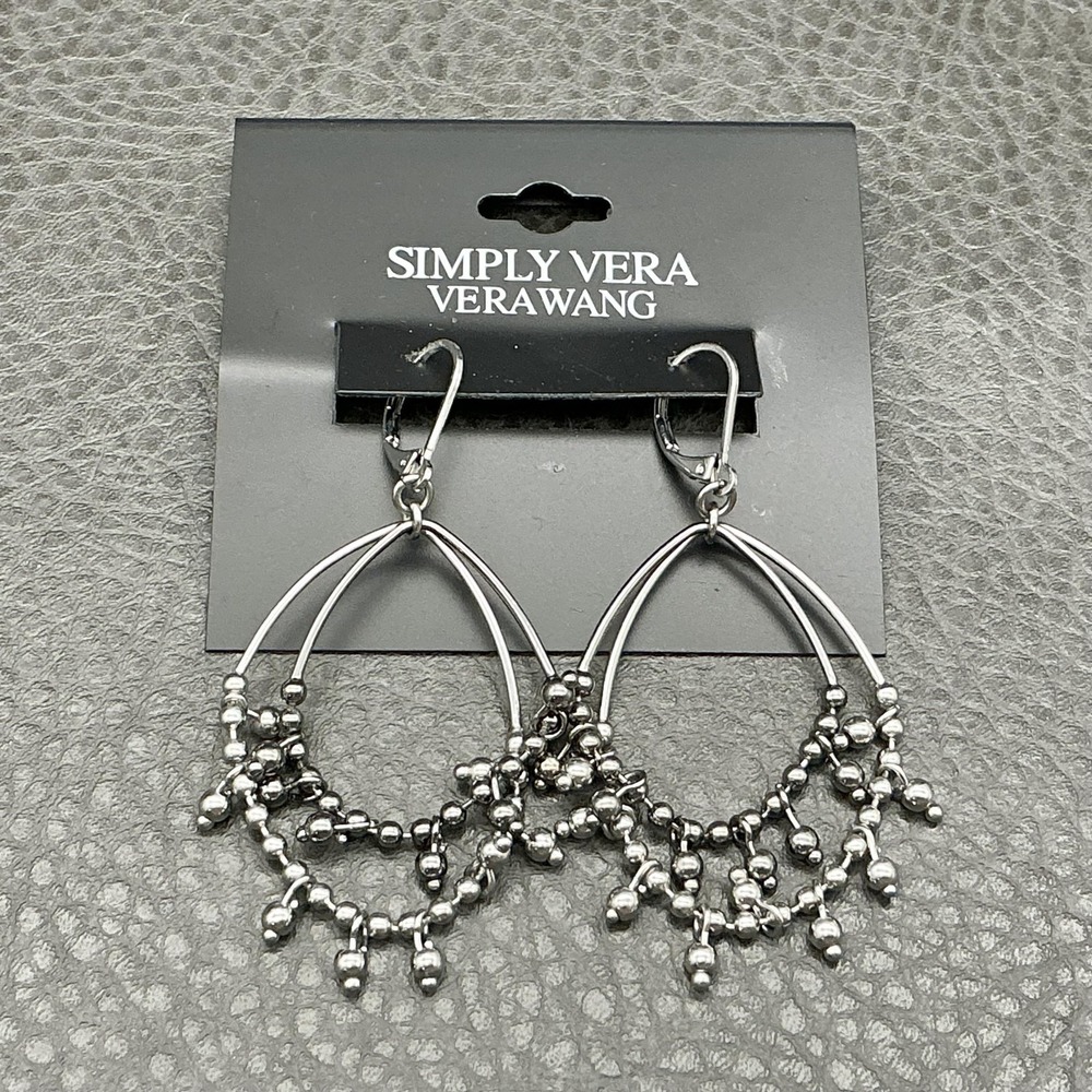 Simply Vera Vera Wang Earrings Silver Tone Beaded Teardrop Womens Jewelry